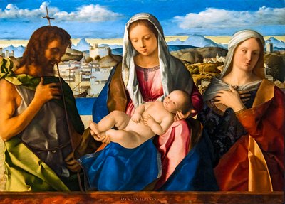 La Vergine e il Bambino tra s. Giovanni Battista e un santo (Conversazione Sacra Giovannelli) da Giovanni Bellini